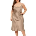 thumbnail image 3 of Women's Plus Size Satin Sleep Dress Nightgown Adjustable Spaghetti Strap Nightdress Nightwear Silk Nightgowns 02-Camel XL, 3 of 4