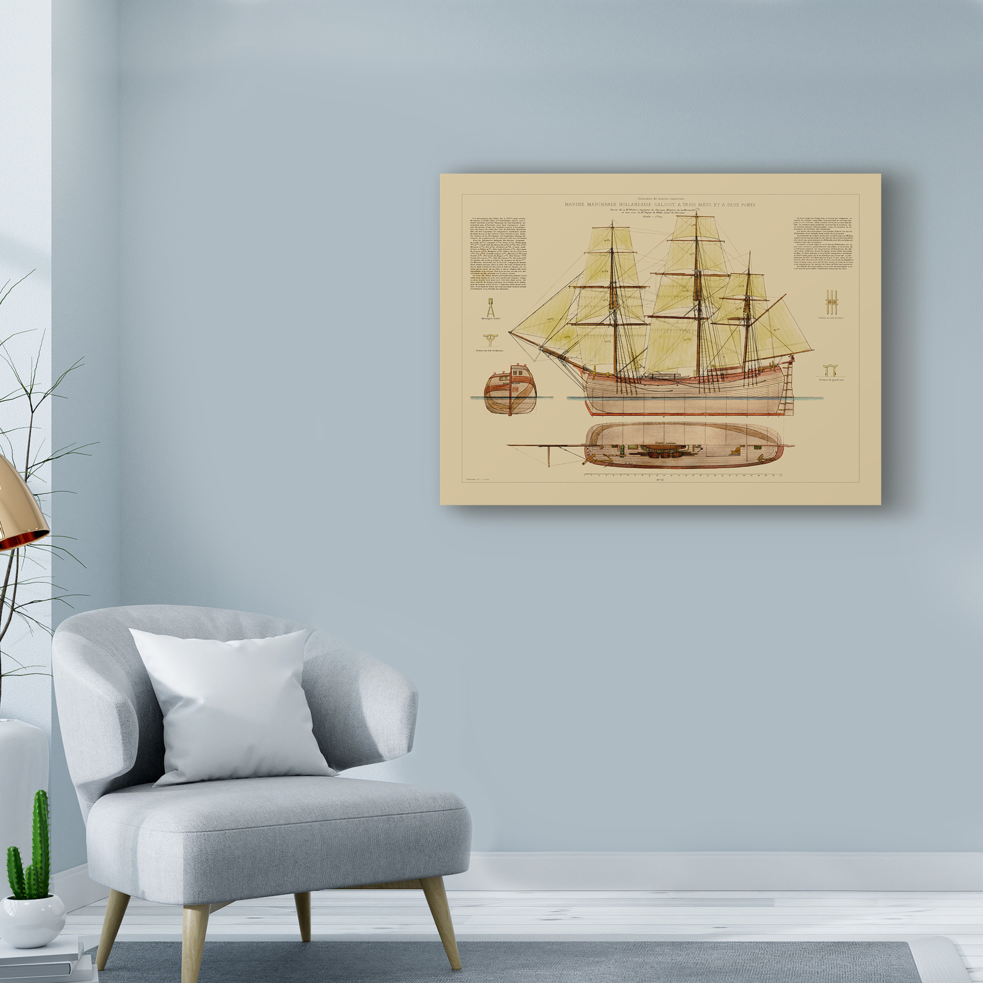 Trademark Fine Art 'Antique Ship Plan VII' Canvas Art by Vision Studio