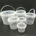thumbnail image 3 of 2 Pcs Seau à Main en Plastique de Qualité Alimentaire 2L Seau de Rangement Rond Transparent Réservoir de Stockage de Crème Glacée avec Couvercle, 3 of 8