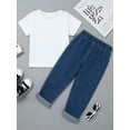 thumbnail image 4 of CARETOO Boy Summer Kids Clothes Short Sleeve T-Shirt Ripped Jeans Denim Pants Outfits 2Pcs Set 4-7T, 4 of 14
