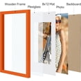 thumbnail image 2 of Vittanly 11x17 Picture Frame, Engineered Wood with Shatter Resistant Plexiglass, Display Pictures 8x12 with Mat or 11x17 without Mat, Photo Frame for Wall Mounting, Orange, 1 Pack, 2 of 6