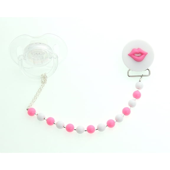 Multi Color Baby Lips Pacifier Clip with Matching Beads
