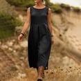 thumbnail image 4 of QIYAGBSA Sleeveless Maxi Dress for Women, Loose Fit Round Neck with Pockets for Summer Vacation, 4 of 8