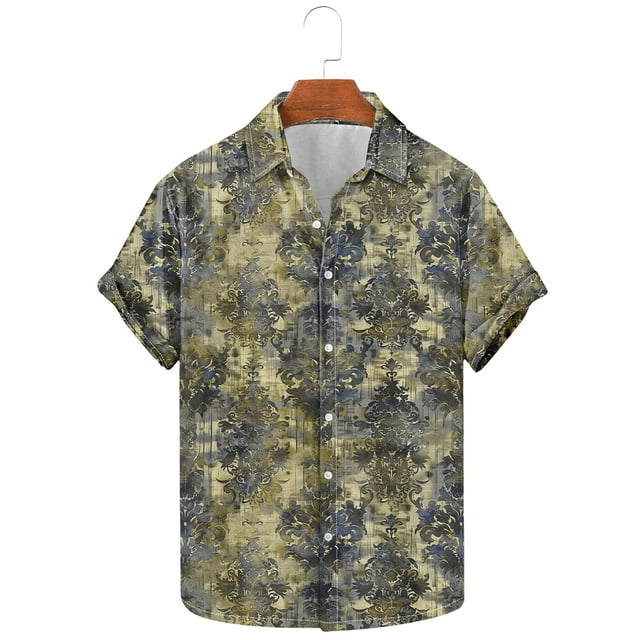 Styesk T-Shirts pour Homme Chemise d'Été pour Homme à Imprimé Floral à Manches Courtes avec Col à Revers