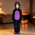 thumbnail image 3 of Pandaie Kids Cat Animal Fuzzy Full Zip Costume Jumpsuit 5Y 6Y 7Y 8Y Boy and Girl Halloween Theme Dress Up Play Bodysuit Black,7-8 Years, 3 of 5