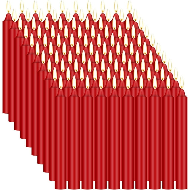 Perkisboby Lot de 100 Bougies Carillon Sorts Rouges, Petites Bougies Coniques de 4 Pouces pour Rituels, Fête d'Anniversaire, Sorcellerie, Méditation, Fournitures Wiccanes, Prière, Ambiance de Noël et Plus