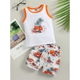 thumbnail image 3 of Genuiskids Toddler Baby Boy Summer Clothes Animal Island Sleeveless Tank Top+Drawstring Shorts Set 2pcs Beach Outfit 6M-4T, 3 of 9