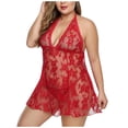thumbnail image 1 of Gibobby Lencería para sexo Pijama Camisola de encaje Ropa interior de encaje sexy Camisón Lencería Falda Mujeres Íntimos sexy (Rojo, S), 1 of 5
