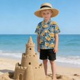 thumbnail image 6 of Dailycode Small Short Sleeve Button Down Shirts Flowers Dark Blue Leaves Casual Shirt 3-10 Years, 6 of 9