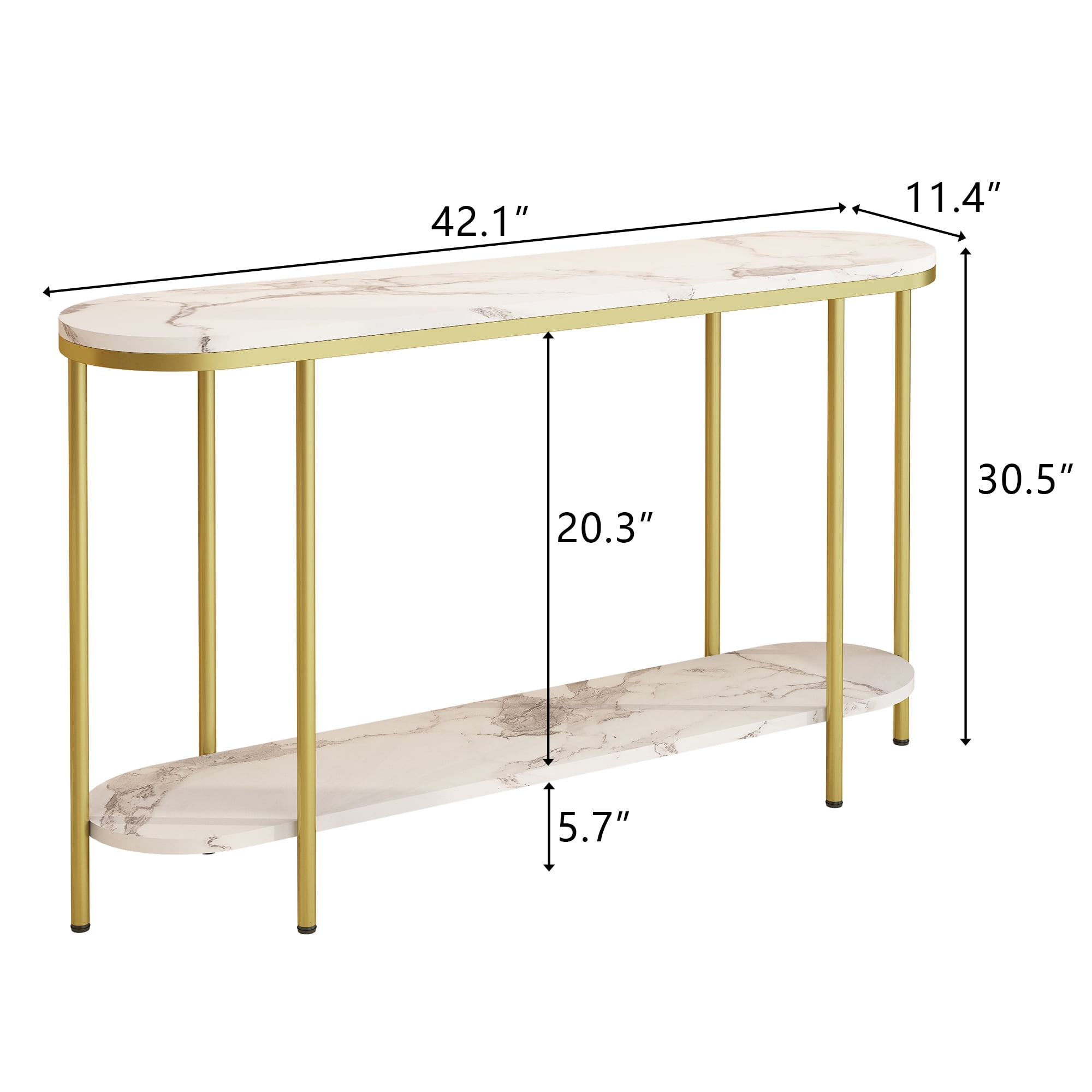 Ktaxon Modern Oval Console Table Entryway Table, 2-Tier Narrow Table Stylish Ideal for Foyer Living Room, Durable Easy to Clean Multifunctional Design