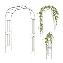 Olle Gardens Arch 95" High x 59" Wide Metal Arch Trellis in White