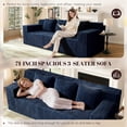 thumbnail image 3 of 71" Corduroy Boneless Loveseat Sofa, Modern 3-Seater Cloud Couch with Memory Foam & 3 Pillows, No Assembly Required, 3 of 9