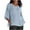 Light Blue, variant on DeHolifer Women's Tops Plus Size Cotton Linen V-Neck 3/4 Sleeve Solid Color Casual Loose Blouse T-Shirts Army Green 5XL