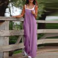 thumbnail image 2 of RPVATI Womens Casual Sleeveless Jumpsuits Summer Boho Wide Leg Floral Rompers Overalls with Pockets Purple S, 2 of 7
