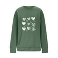thumbnail image 5 of Valentine's Day Sweatshirt for Women Heart Print Oversized Casual Soft Polyester Crewneck, Army Green,Size L, 5 of 5