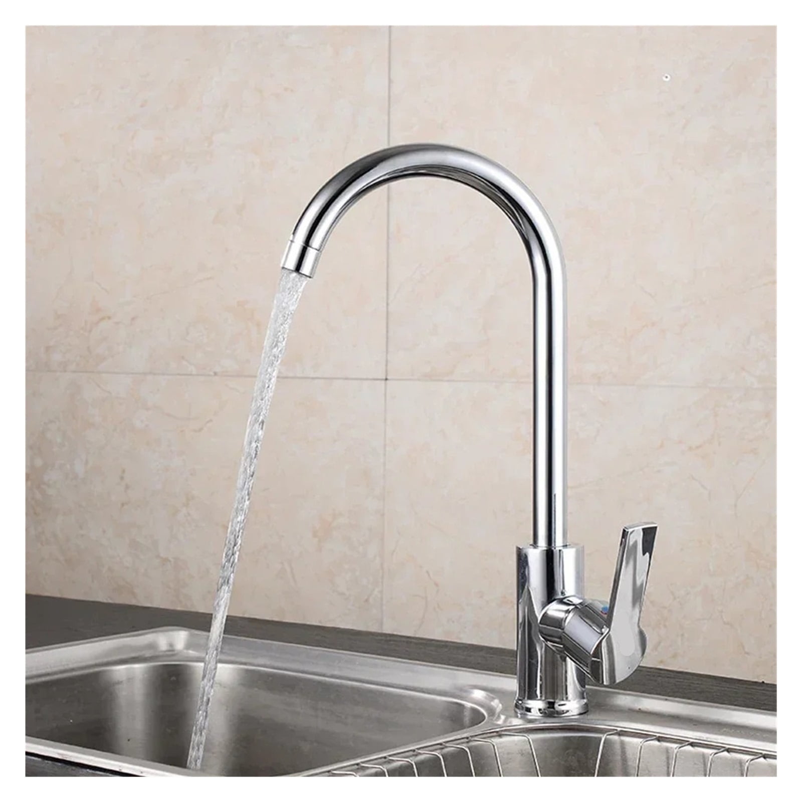 Kitchen Water Faucet 304 Stainless Steel Sink Faucets Cold Hot Tap 360 ° Rotation Single Handle ,Tankless Design