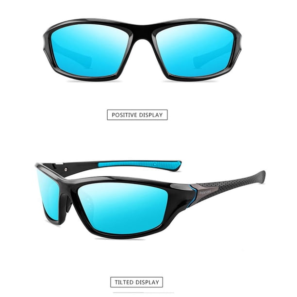 Gafas de sol polarizadas Hombres UV400 Gafas de conducción al aire libre (negro azul hielo) Likrtyny paseo en bicicleta