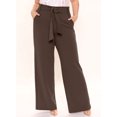 thumbnail image 5 of ZKESS Wide Leg Pants for Women Plus Size Women Palazzo Pants Loose Fit Trouser Pants Wide Leg Belted Lounge Pants with Pockets 5X Brown, 5 of 6