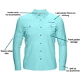 thumbnail image 5 of Whitewater Lightweight Moisture Wicking Long Sleeve Fishing Shirt with UPF 50 (Lagoon, Large), 5 of 6