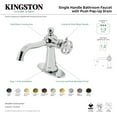 thumbnail image 7 of Kingston Brass KSD3547RKX Webb One-Handle Single-Hole Bathroom Faucet with Knurled Handle and Push Pop-Up Drain, Brushed Brass, 7 of 7