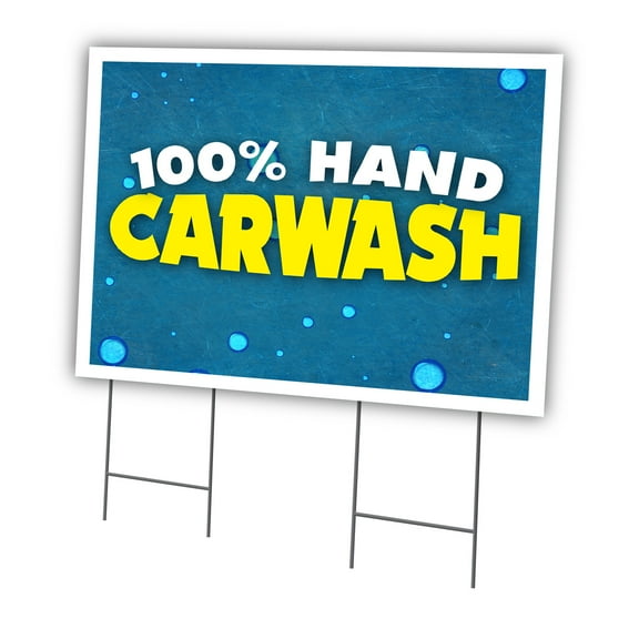 Hand Car Wash 24" X 36" Yard Sign & Stake | Advertise Your Business | Stake Included Image On Front Only | Made in The USA