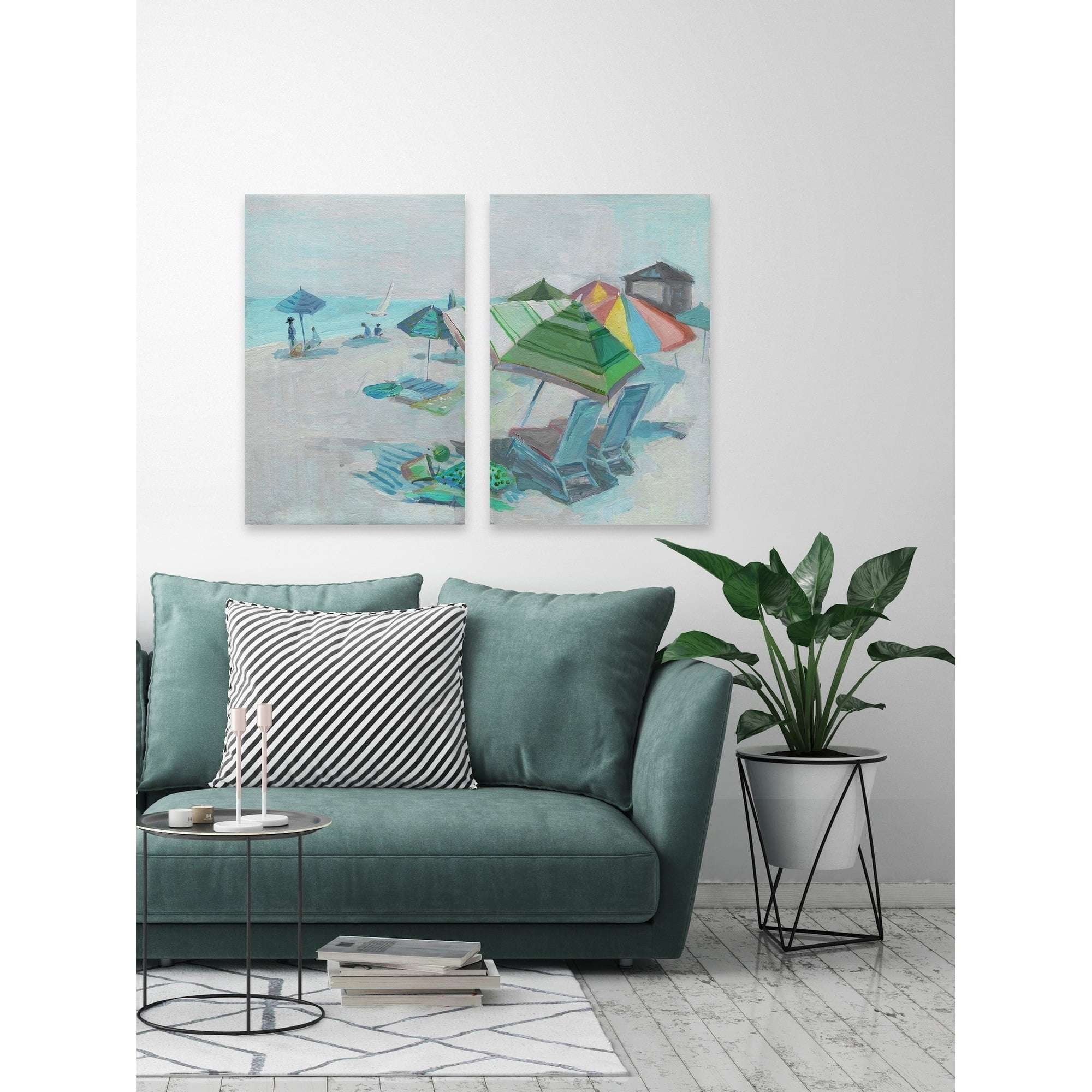 Marmont Hill Colorful Beach Umbrellas Diptych