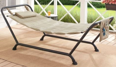 Mainstays Belden Park Polyester Hammock with Stand and Pillow Brown 90.55 L x 38 W x 32 H Walmart