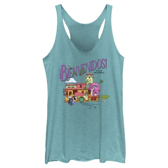 Women's Encanto Mirabel Bienvenidos Casa De Los Madrigal  Racerback Tank Top Tahiti Blue Small