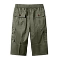 thumbnail image 5 of LNWUY (M-6XL) Big and Tall Cargo Shorts for Men Straight Leg Zip Up Capri Cargo Pants Elastic Waist Casual Summer 3/4 Shorts Fashion Trousers Green* XL, 5 of 7