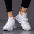 thumbnail image 6 of pwidon Women's Platform Sneakers Breathable Knit Lace Up Shock Absorbing Chunky Blade Sole Comfort Casual Walking Running Athletic Shoes White 5.5, 6 of 6