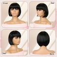 thumbnail image 5 of Phocas Short Black Bob Wigs for Women Short Straight Bob Wig with Bangs Heat Resistant Fiber Hair 10Inch, 5 of 9