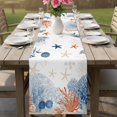 thumbnail image 4 of Orange Navy Blue Coral Table Runner 72 Inches, Summer Beach Coastal Ocean Bed Runner Dresser Scarves Tabletop for Indoor Outdoor Parties/Ceremony/Banquet, 14" x 72", 4 of 9
