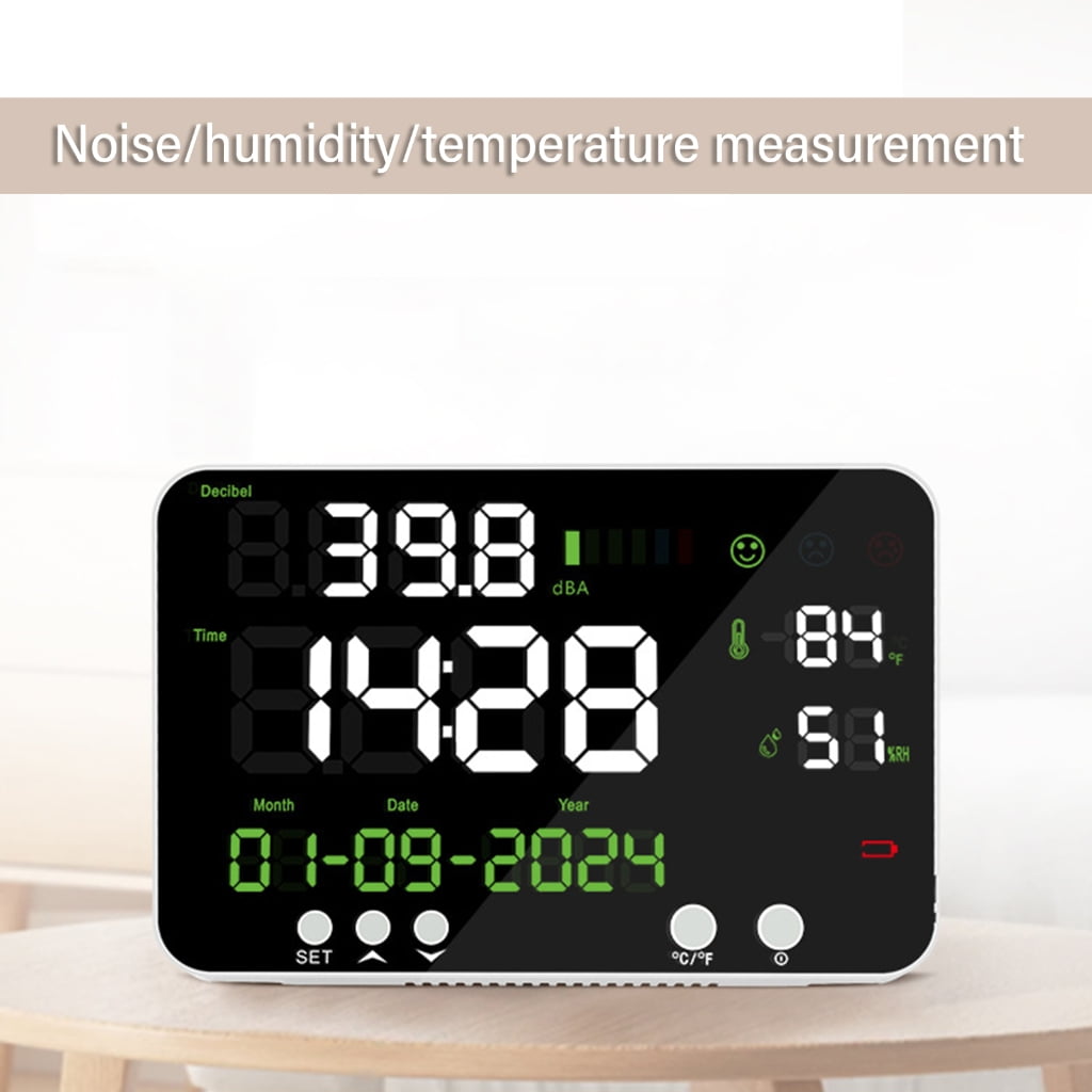 Zeiwohndc Small Temperature & Humidity Meter ABS Air Quality Monitors for Household