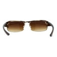 thumbnail image 4 of Mens Rimless Wrap Narrow Rectangle 90s Metal Rim Designer OG Sunglasses Gold Brown, 4 of 4