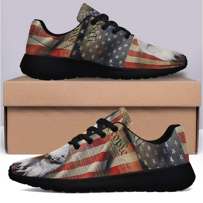 American Eagle Shoes Patriotic Print Sneakers Lightweight Comfortable Running Shoes for Men Women Black Size 11 Walmart