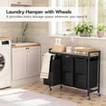 thumbnail image 2 of Laundry Sorter 3 Section, Laundry Hamper with Wheels, 3 × 11.5 Gal (43.4L), Rolling Laundry Basket, Pull-Out and Removable Oxford Fabric Bags, Greige and Black BG76XY01, 2 of 9