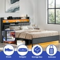 ModFusion Modern LED King Bed Frame with Storage Headboard, Easy