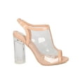 thumbnail image 2 of Elegant Collection Women Lucite Peep Toe Patent Transparent Cylindrical Chunky Heel Slingback Mule GE47, 2 of 5