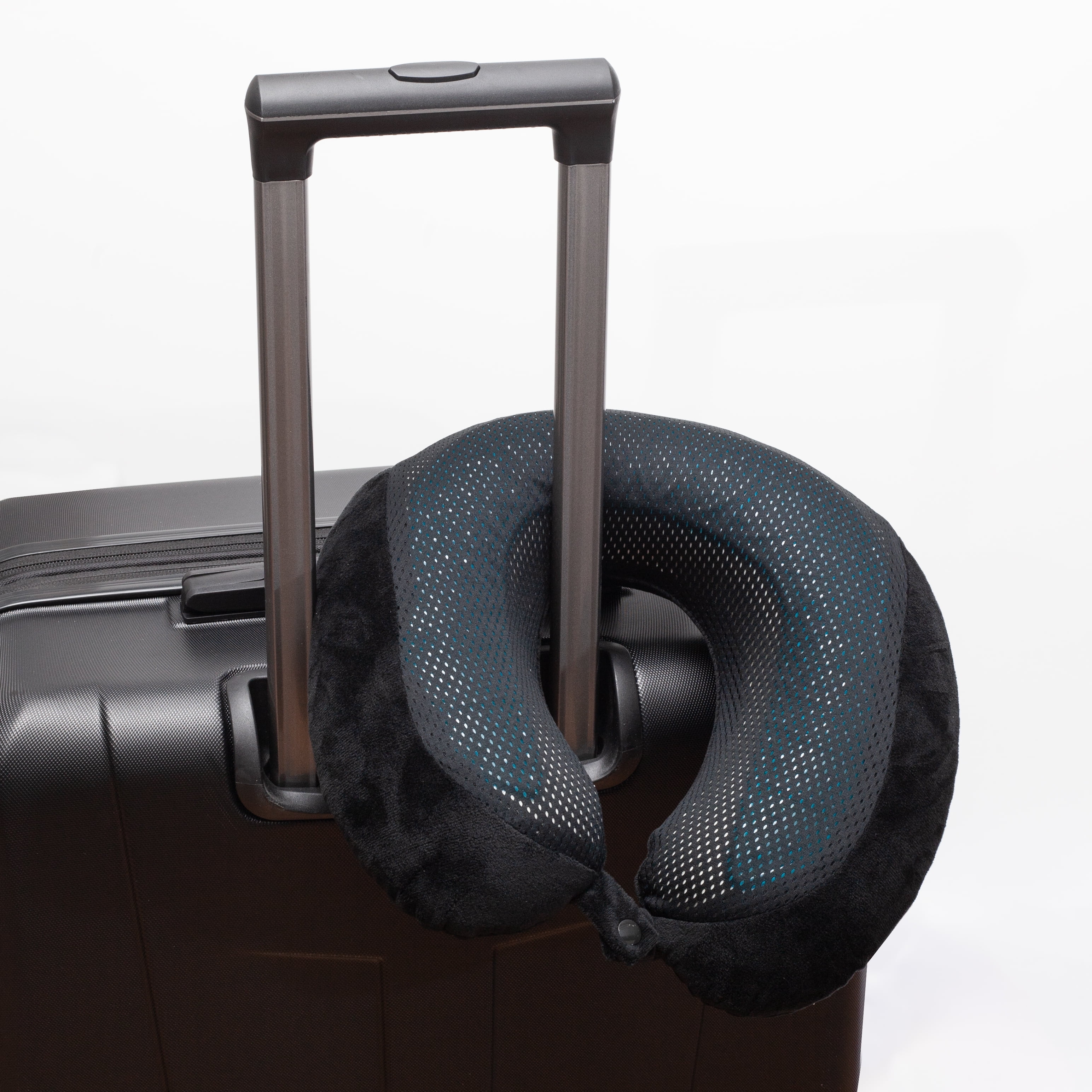 Bon Voyage Refreshing Cooling Gel Memory Foam Travel Neck Pillow with a Snap Button, Black