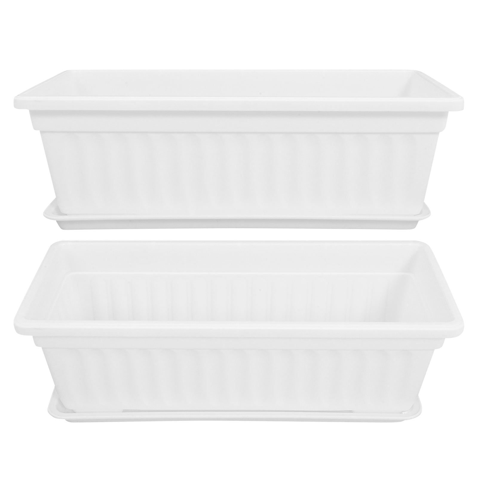 FONDOTIN Gardening Pot Rectangular Flower Planters For Family Plastic 2Pcs 17X7.5X5.5In