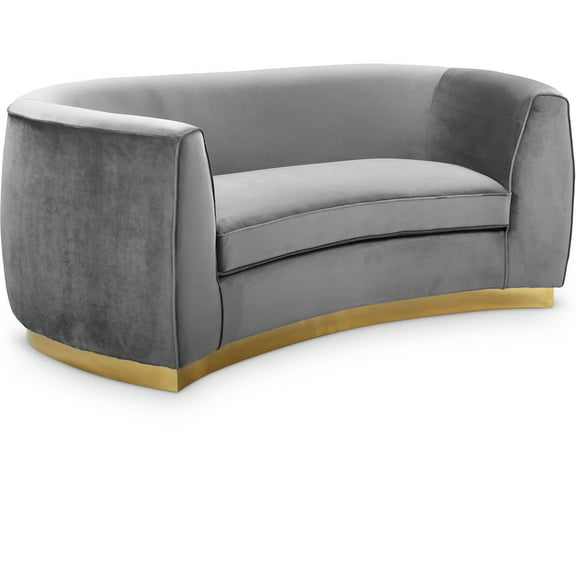 Meridian Furniture Julian Contemporary Velvet Loveseat in Gray