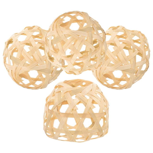 BESTYASH 4Pcs Beige Small Rattan Lamp Shade for Homeowners 11.8x7.9in