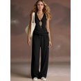 thumbnail image 5 of Two Piece Set for Women Summer Outfits Vacation Trendy Lounge Sets V Neck Matching Sets Black S, 5 of 6