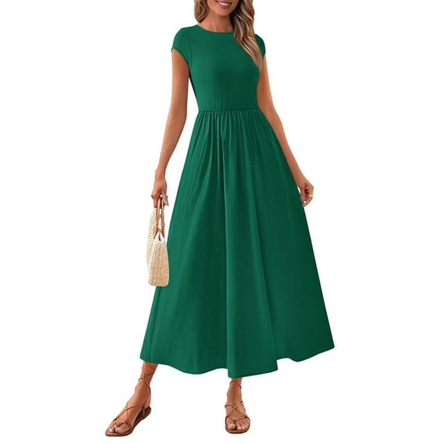 Vestido PRETTYGARDEN para mujer 2025, casual, casual, maxi, verde oscuro
