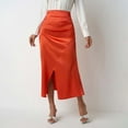 thumbnail image 2 of RUTAYY High Waist Split Satin Pleated Solid Color Bodycon Skirt For Women Flowy Swing Skirts, 2 of 5