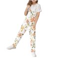 thumbnail image 3 of JTSRKL Girls Long Jumpsuits Cute Sleeveless Spaghetti Strappy V Neck Rompers Casual Floral Stars Print Loose Fit Overalls Rompers with Pockets Kids Summer Outfit Clothes 2025 Beige 13-14 Years, 3 of 9