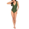 thumbnail image 3 of Bikini conservador de una pieza de primavera y verano para mujer, traje de baño delgado de borde volador de color sólido para mujer Zhivalor BST3018550-2, 3 of 5