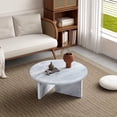 thumbnail image 2 of Lisonu Modern Round Coffee Table, 31.5" Minimalist MDF Cocktail Table for Living Room, Nordic Style Center Table, Easy Assembly, White, 2 of 26