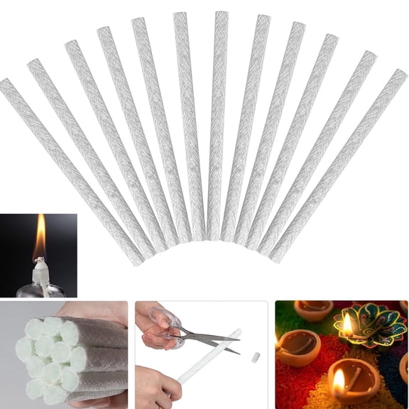 QZS 12 Pcs Replacement Torches Wicks, Long Life Fiberglass Replacement Wicks, Wicks for DIY Bottles Oil Lamp, Outside Lanterns, Garden Lights Alcohol Wick Indoor Decor (10 inch)