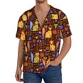 thumbnail image 1 of Balery colorful fox Camisa Casual de Manga Corta con Botones para Hombre, Texturizada, Estilo Cubano, para Playa, Verano-Medium, 1 of 5